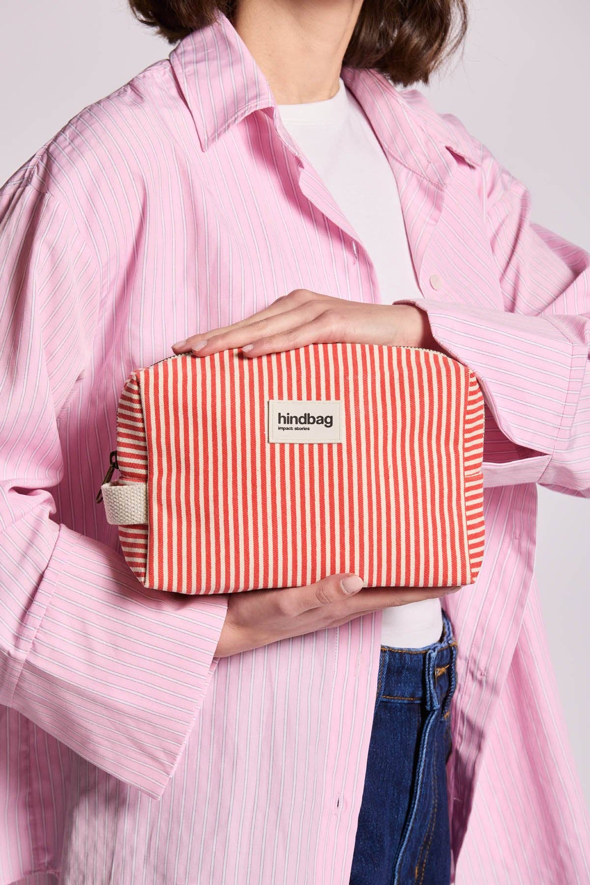 Hindbag Kulturtasche "Leon" rot gestreift