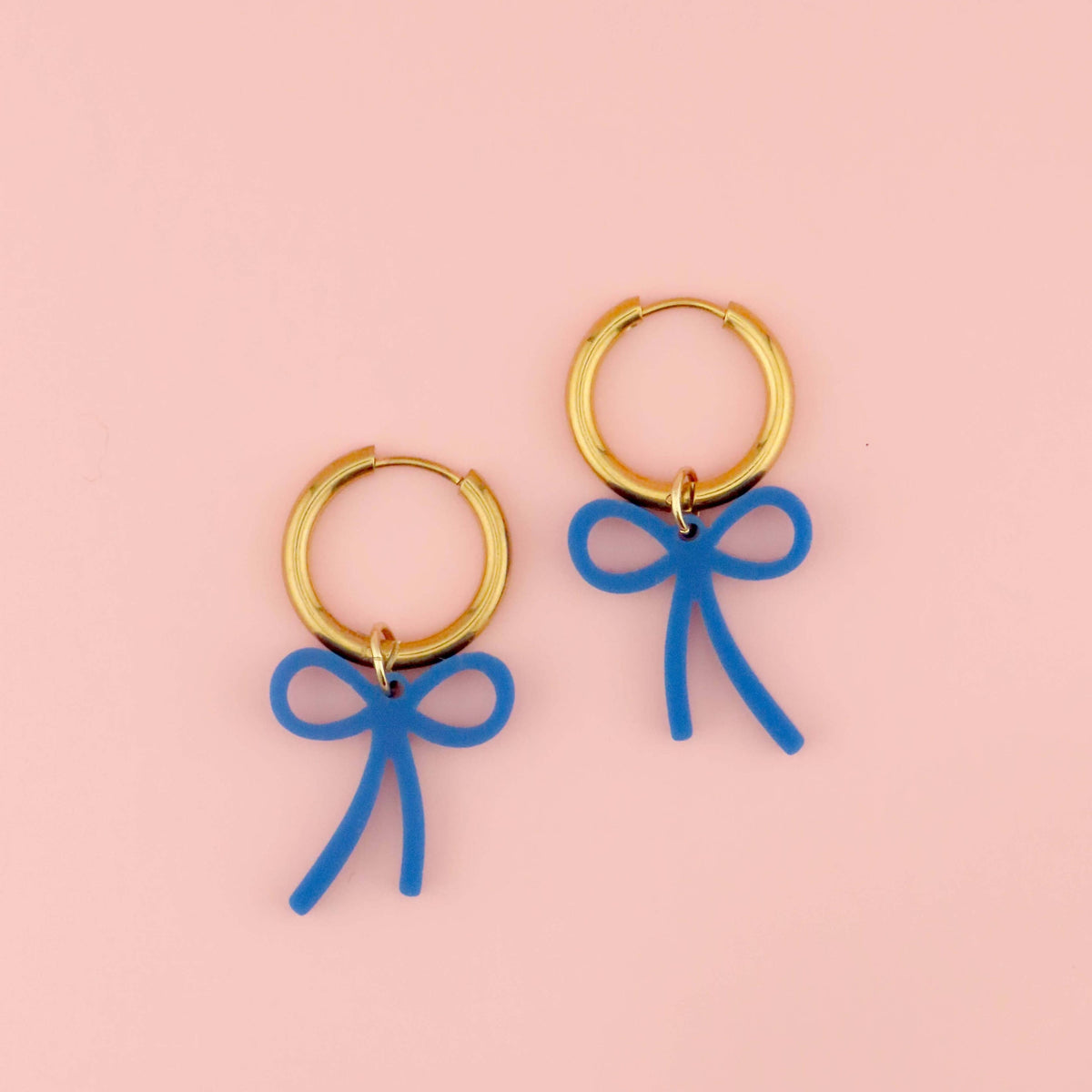 niemalsmehrohne "Blue Bow" blaue Schleifen Creolen Gold oder Silber
