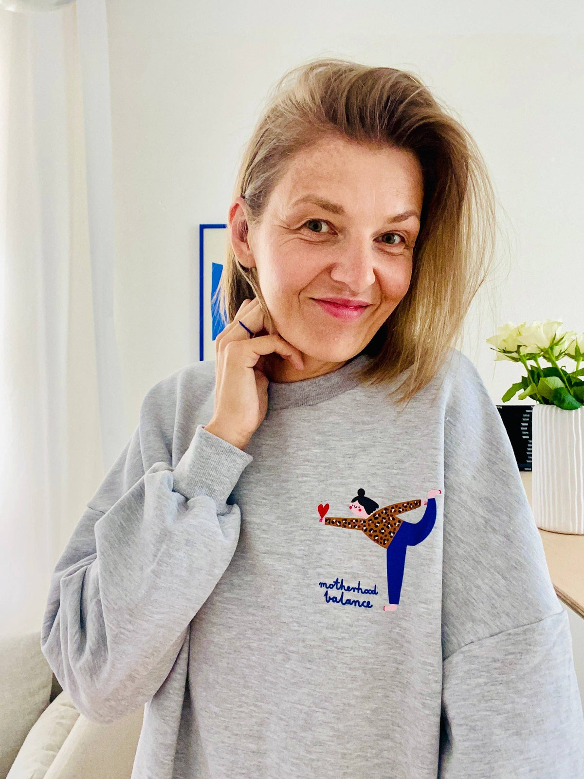 ERWACHSENEN SWEATSHIRT- MOTHERHOOD BALANCE AUF GRAU Dont grow up