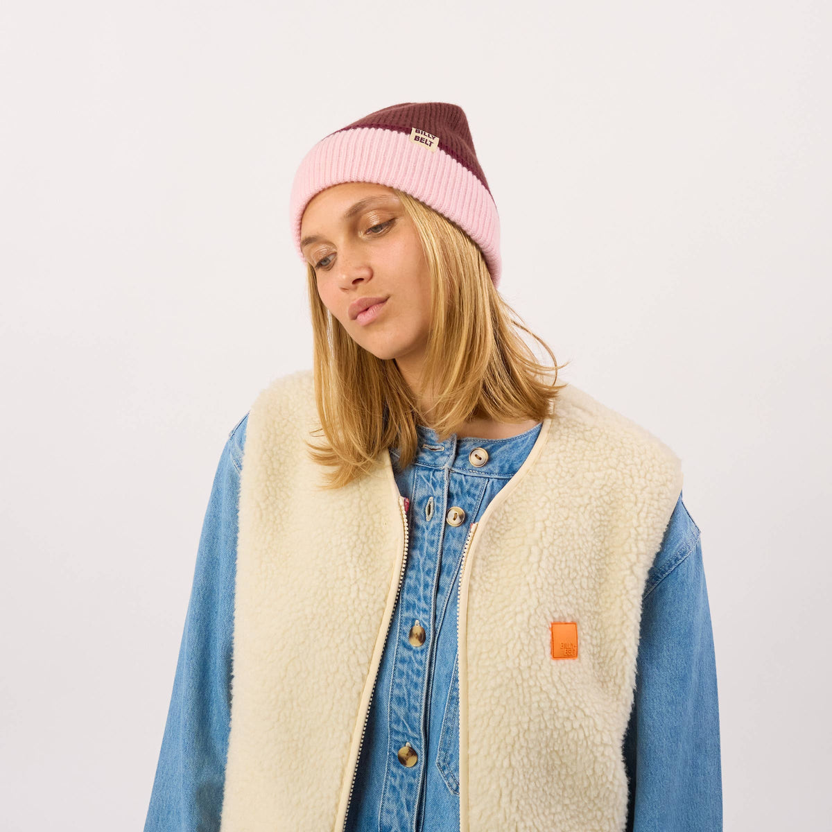 BILLYBELT - Beanie - Braun, Rosa & Bordeaux