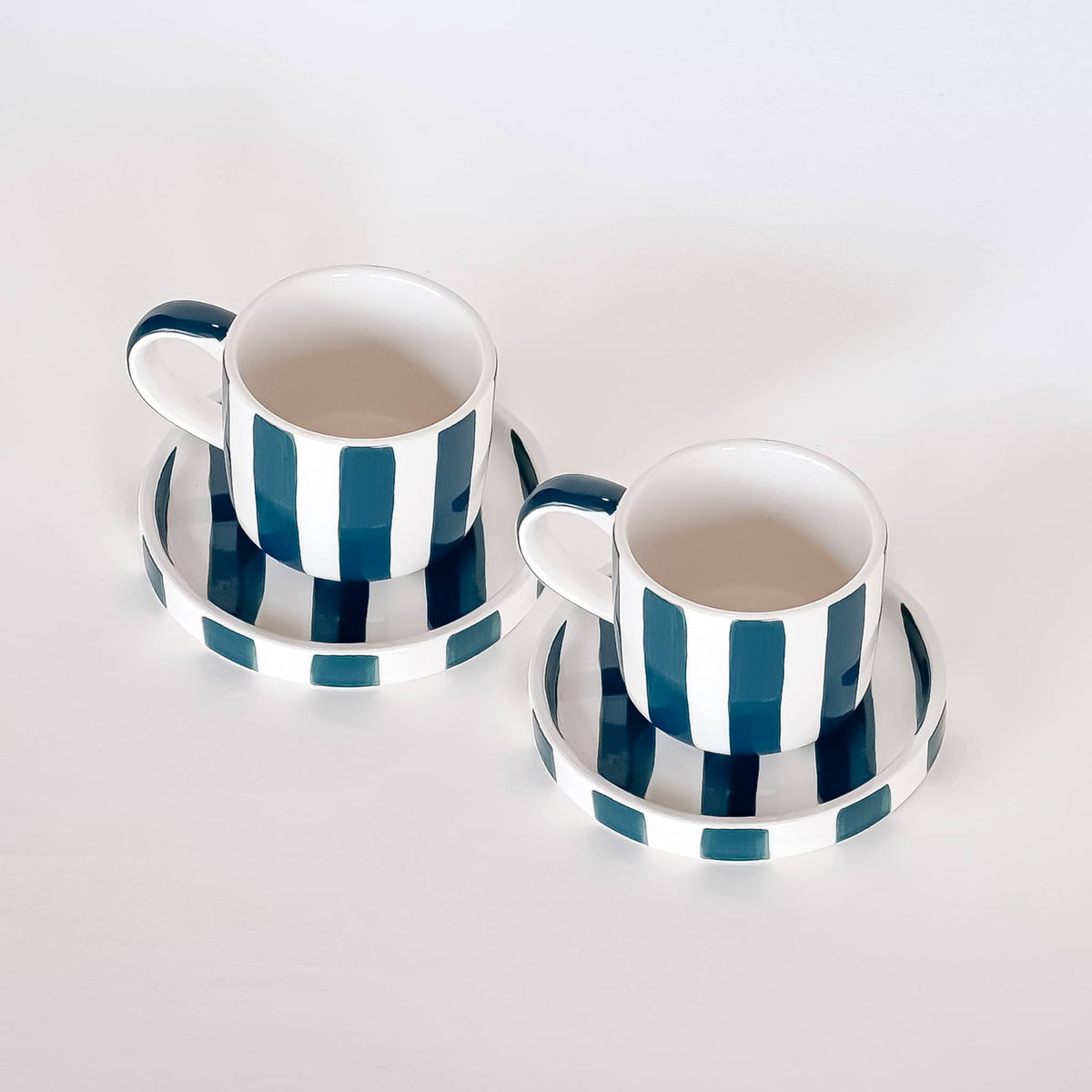 Magazin Minori Espresso Set Stripes - gentle green (2er Set - 4 Teile)