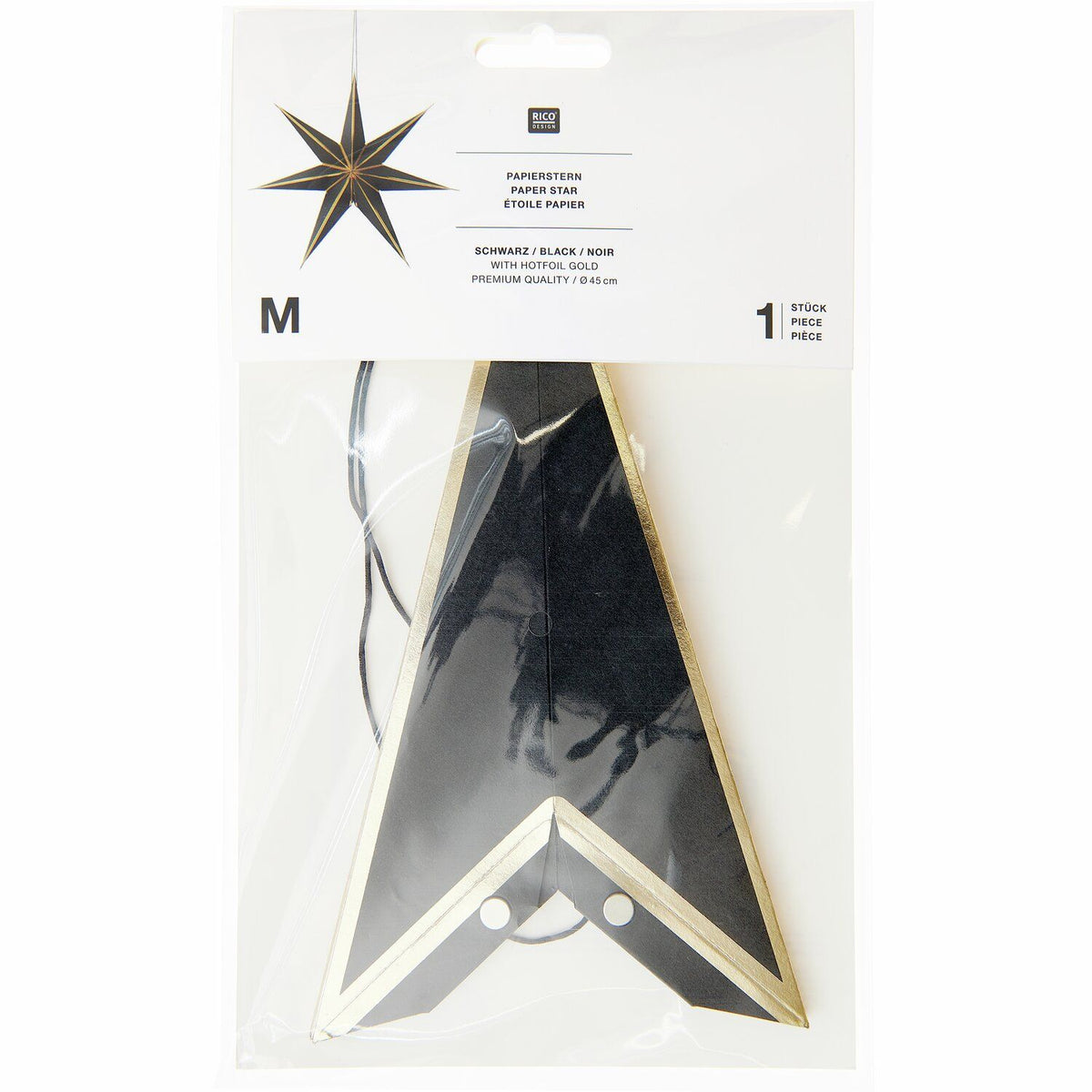 Papierstern, Schwarz/Gold RicoDesign