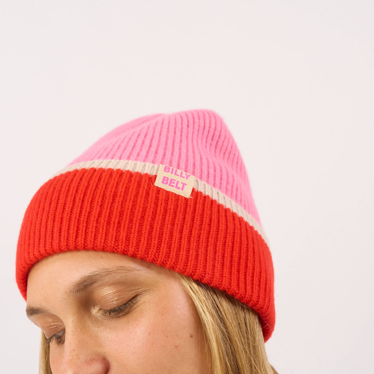 BILLYBELT - Beanie - Rosa, Rot und Beige