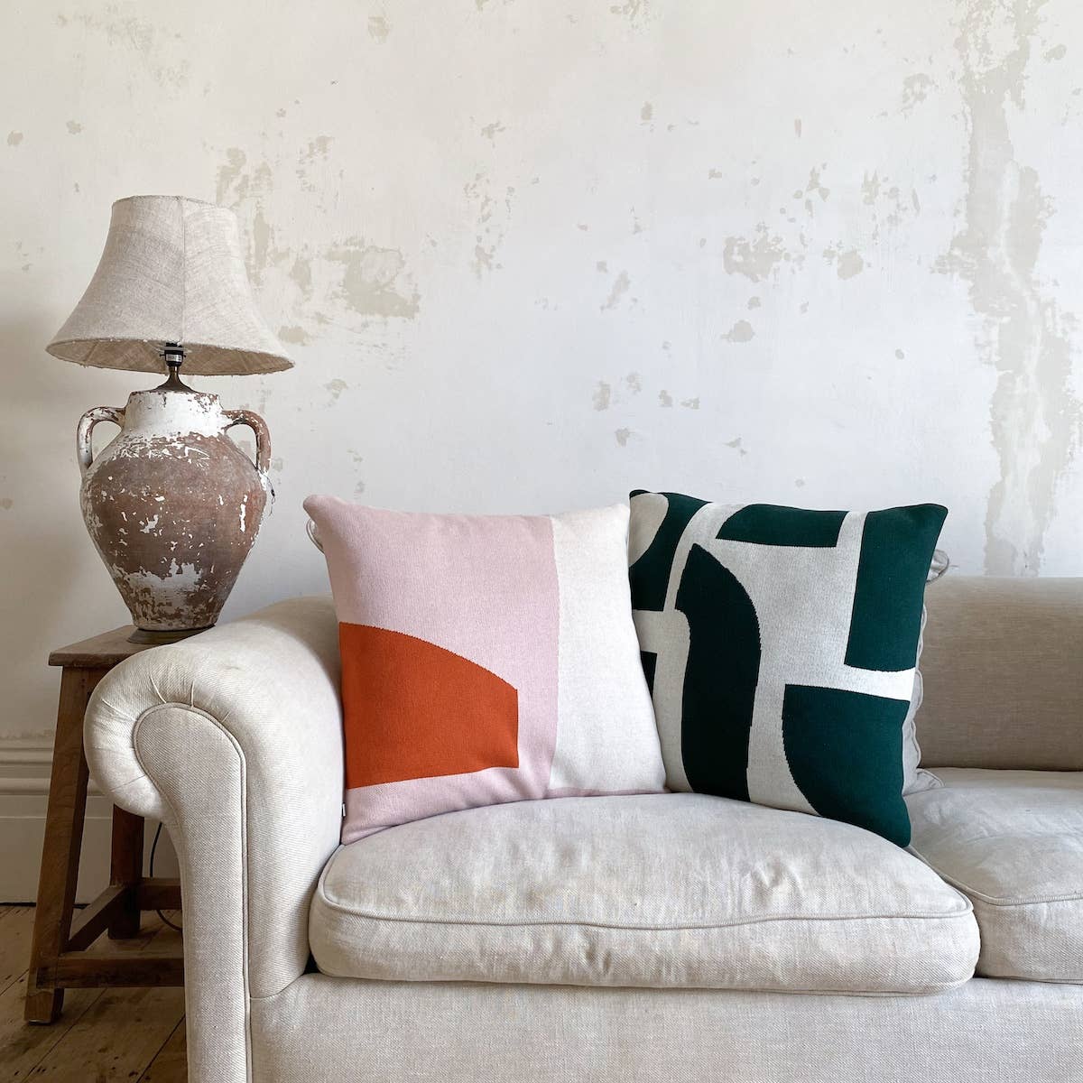 Sophie Home Kissenbezug aus Baumwollstrick, Form Orange