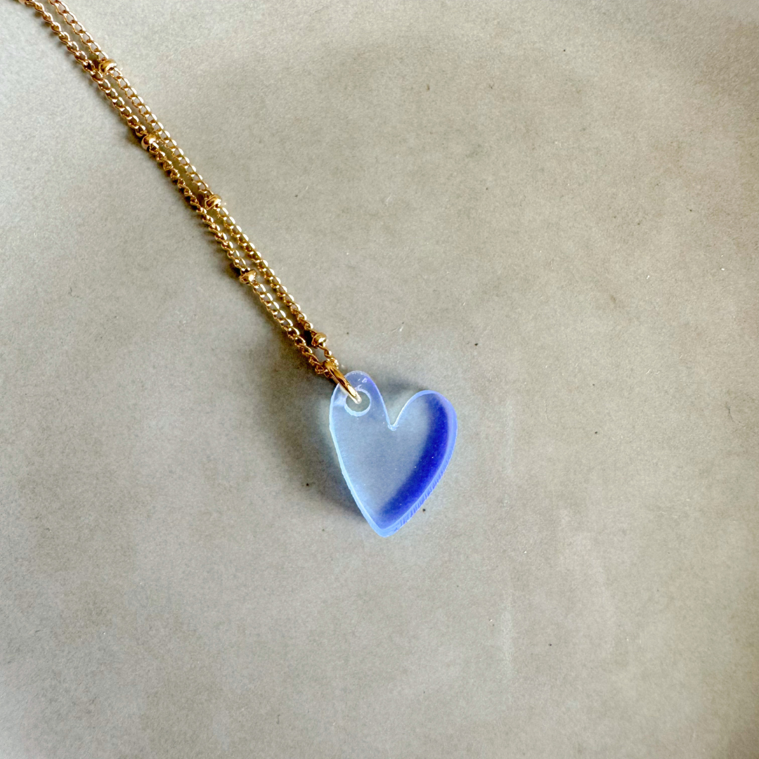 vanMauZ - Kette Lume Charms | Herz Neonblau Gold