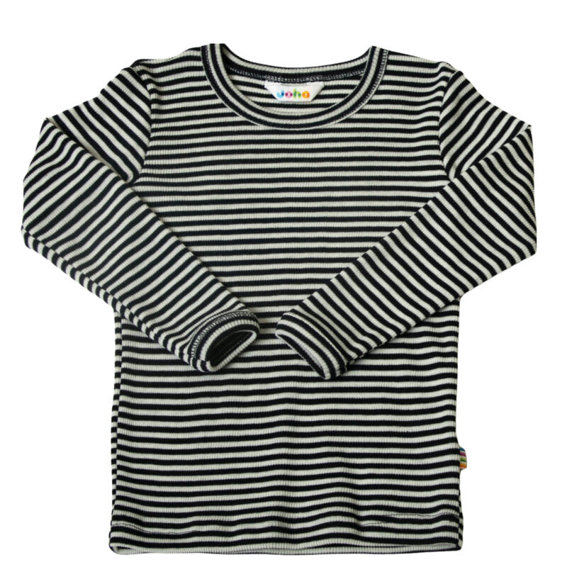LangarmShirt Joha Wolle Seide 'Blau gestreift'