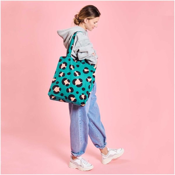 Canvas Shopper 'Acid leo, petrol' Rico Design