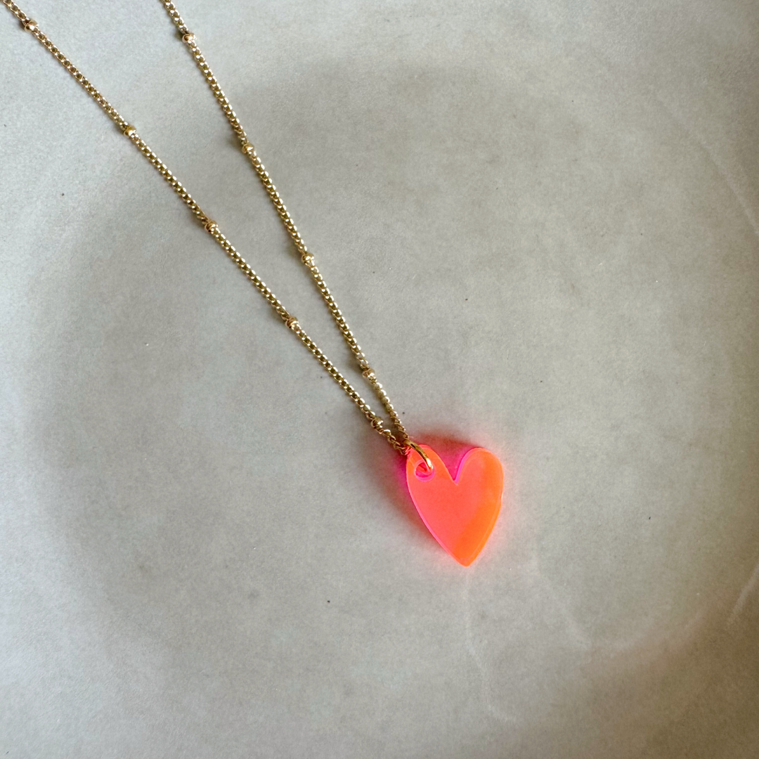 vanMauZ - Kette Lume Charms | Herz Neon Pink Gold