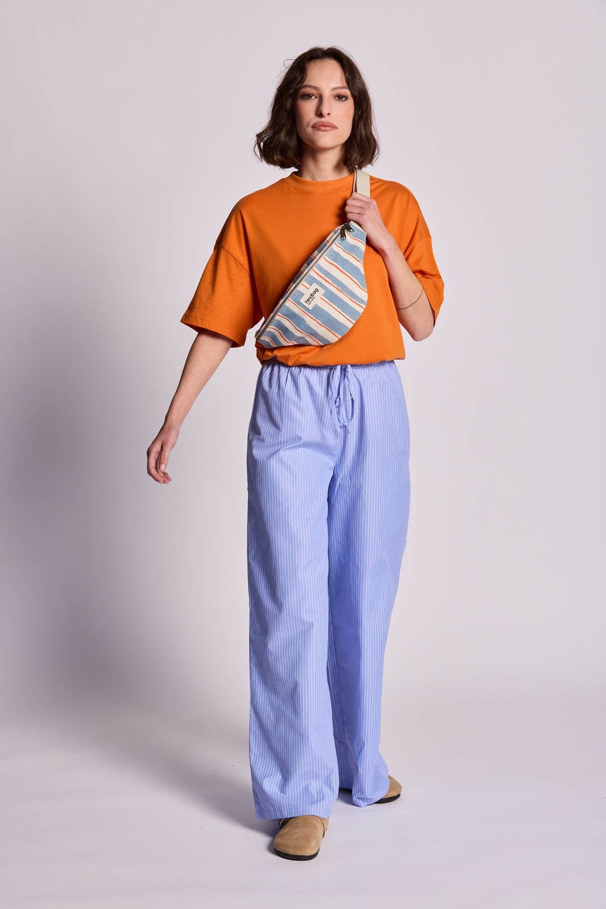 Hindbag Gürteltasche "Olivia" mit orange-blauen Streifen