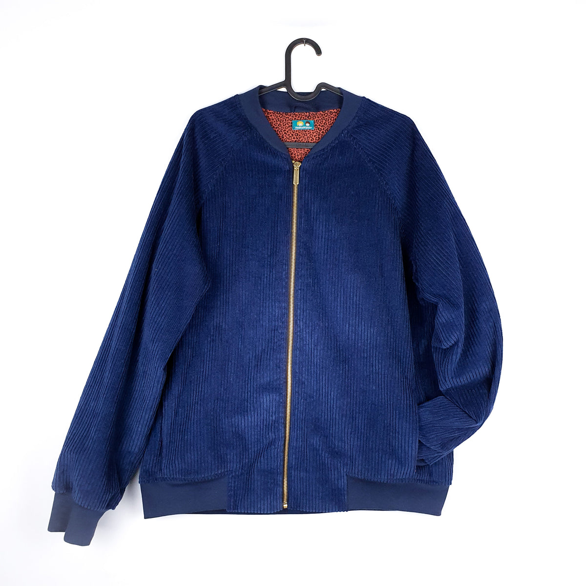 Studio du. Bomberjacke Breitcord 'dunkelblau/rost Leo'