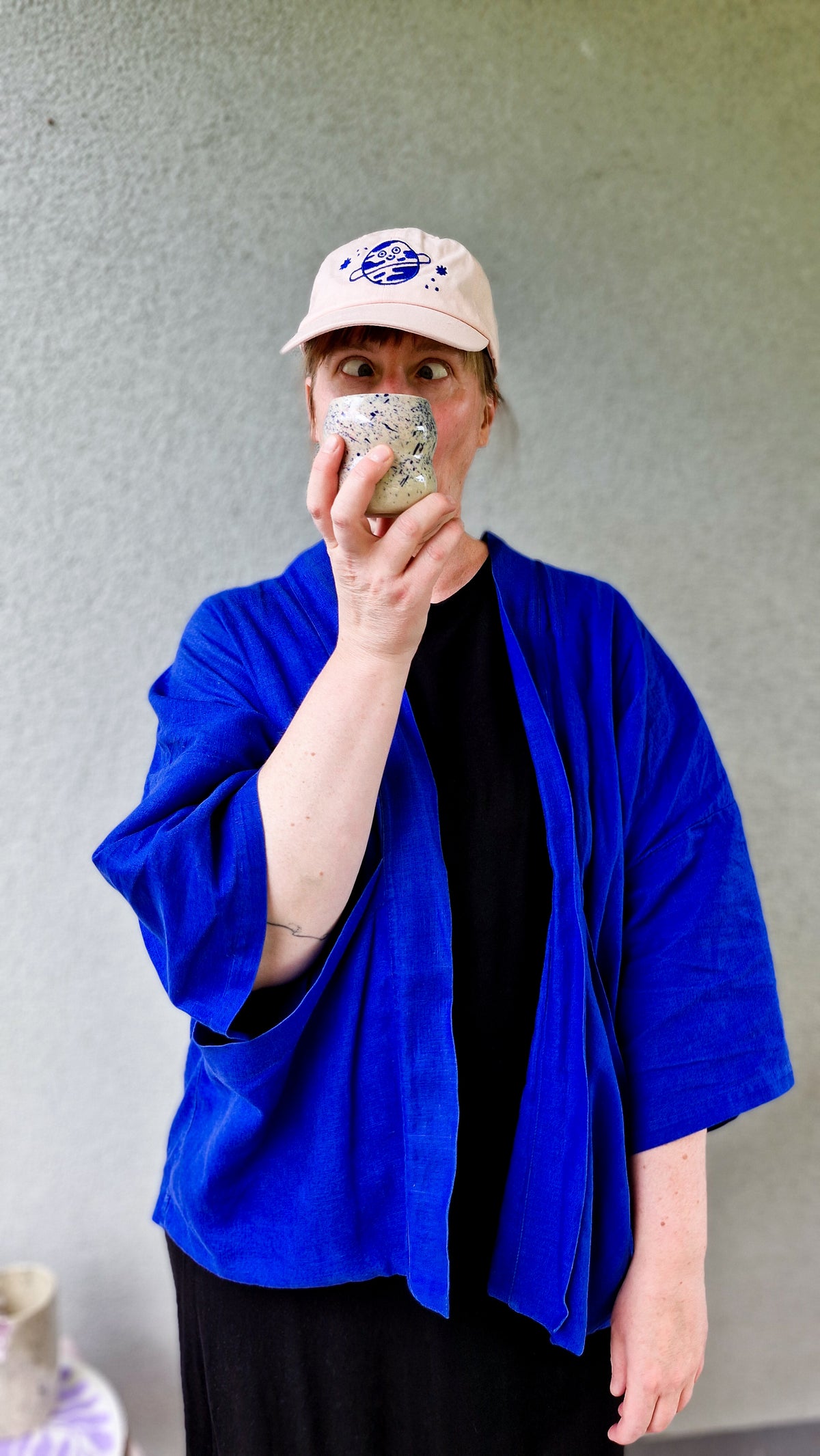 Studio du. Kimono Leinen dünn 'knallblau'