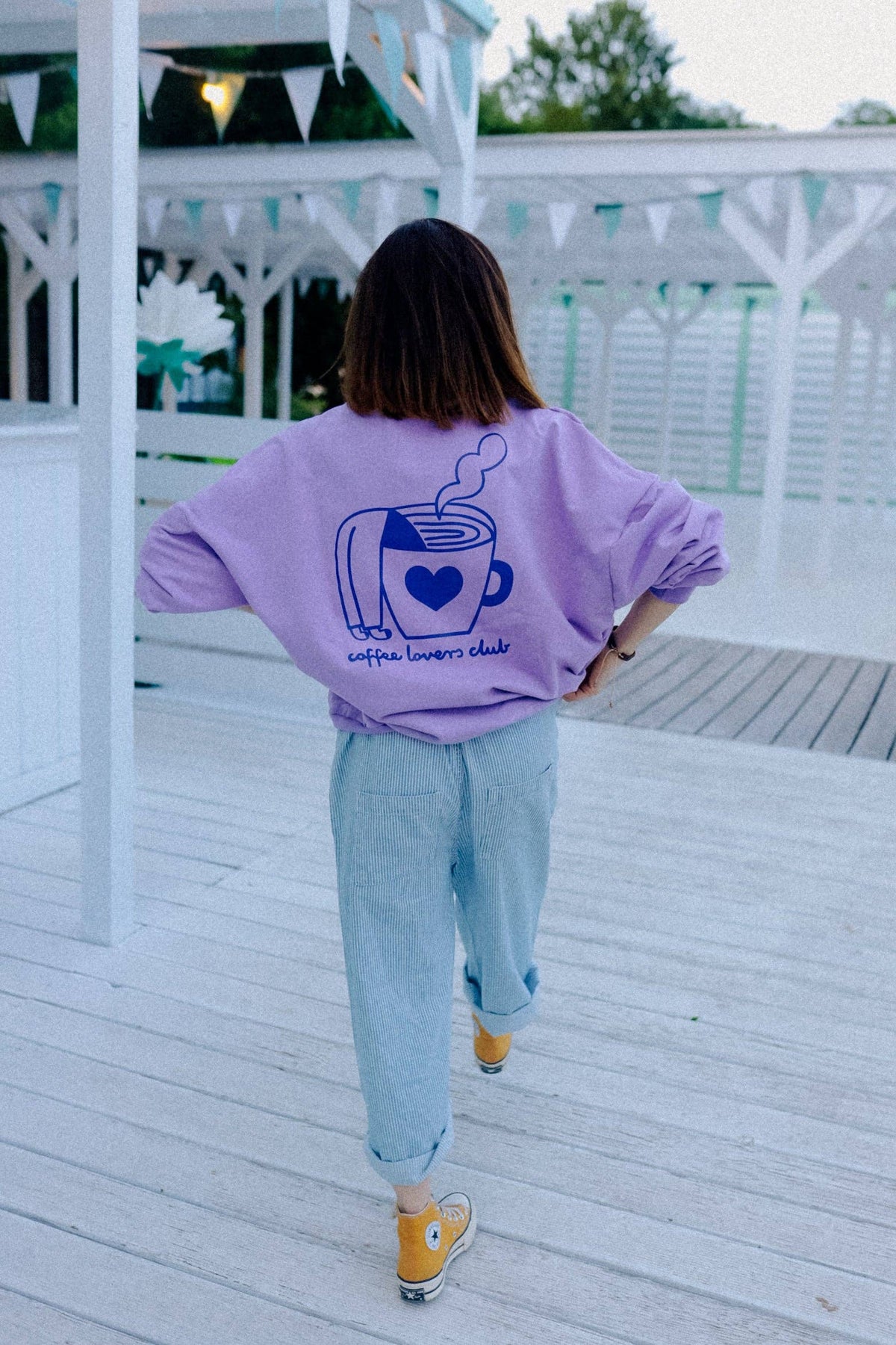BIG COFFEE LOVER auf lila - SWEATSHIRT Dont grow up