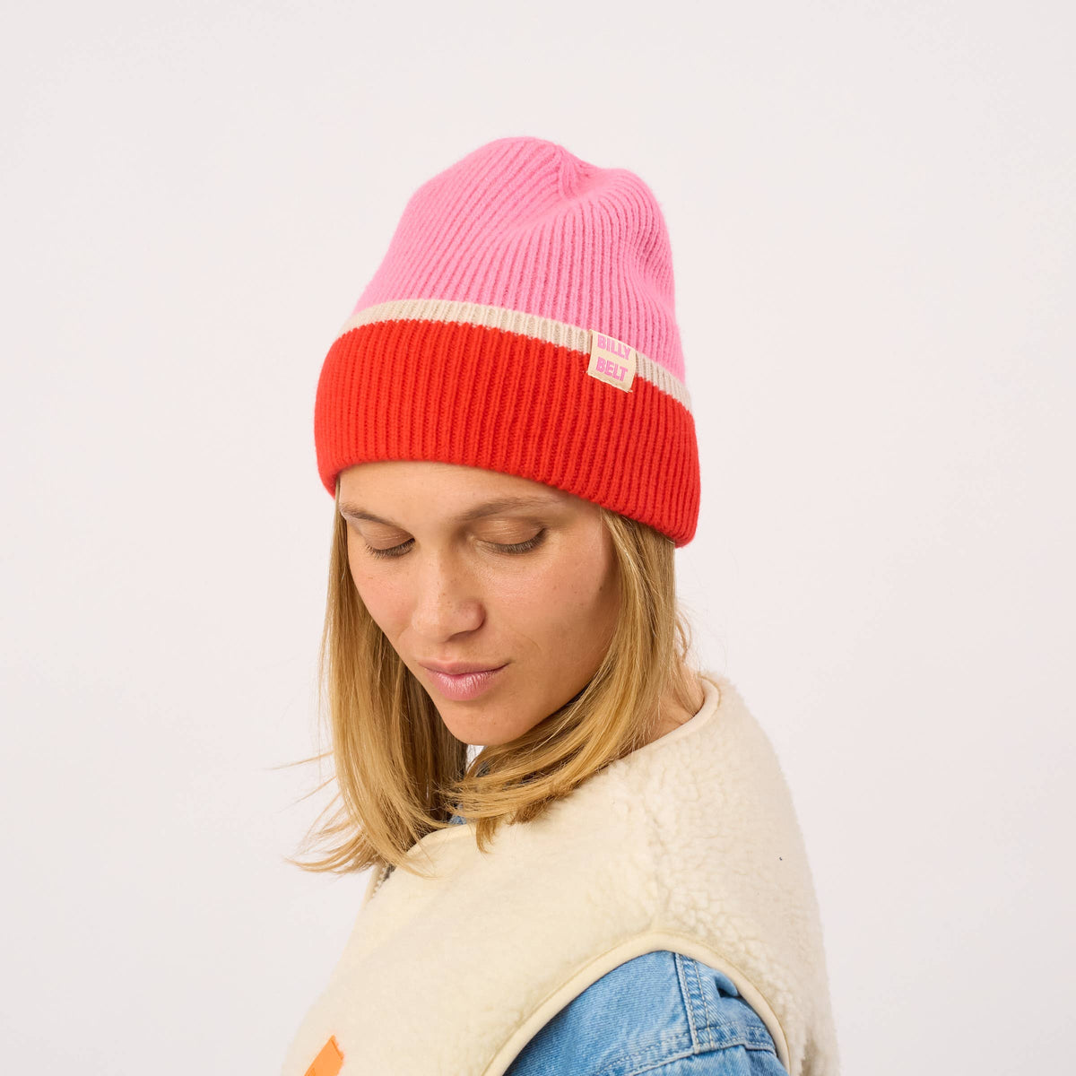 BILLYBELT - Beanie - Rosa, Rot und Beige