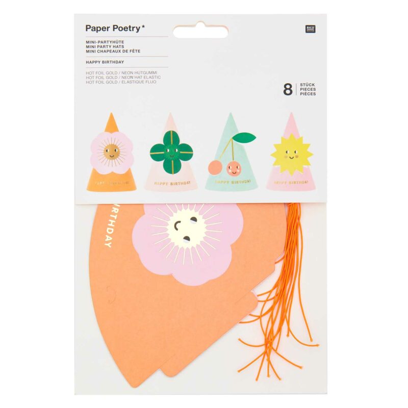 Paper Poetry Mini Partyhüte 'Happy Birthday' Rico Design