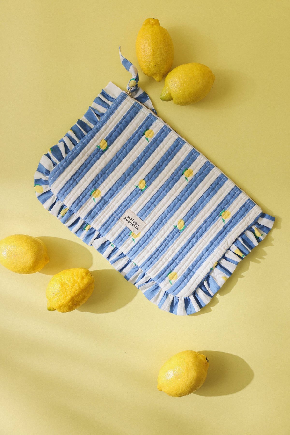 Maison Augustin - Große Pochette Lemonblau