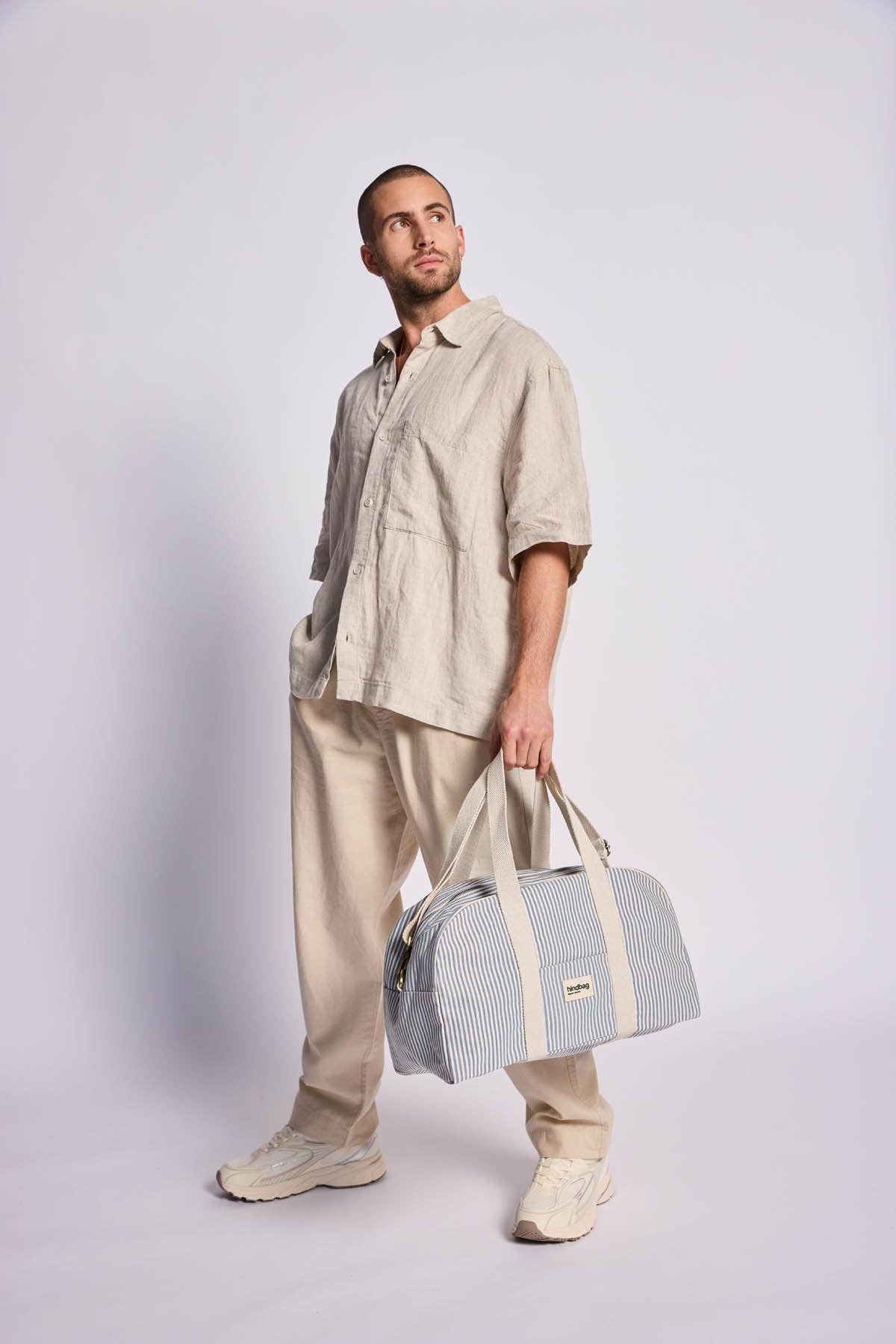 Hindbag Bowlingtasche "Charlie" blaue Streifen