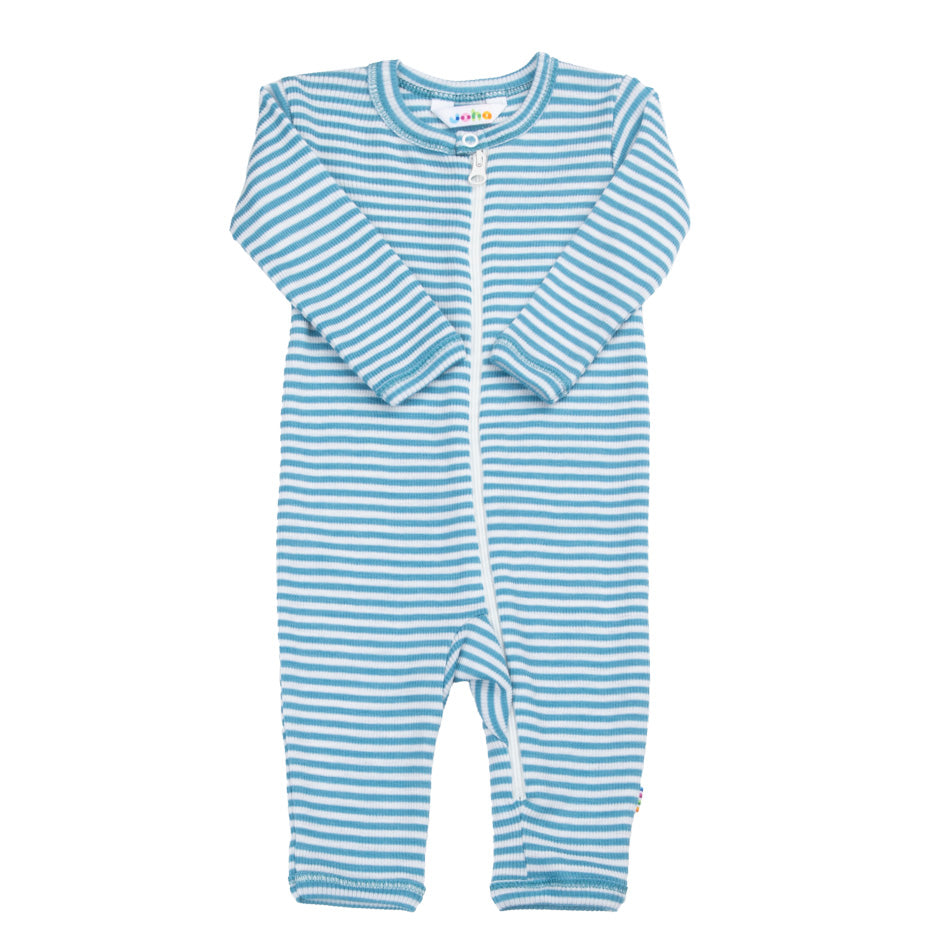 Jumpsuit Wolle Seide Joha 'türkis gestreift'