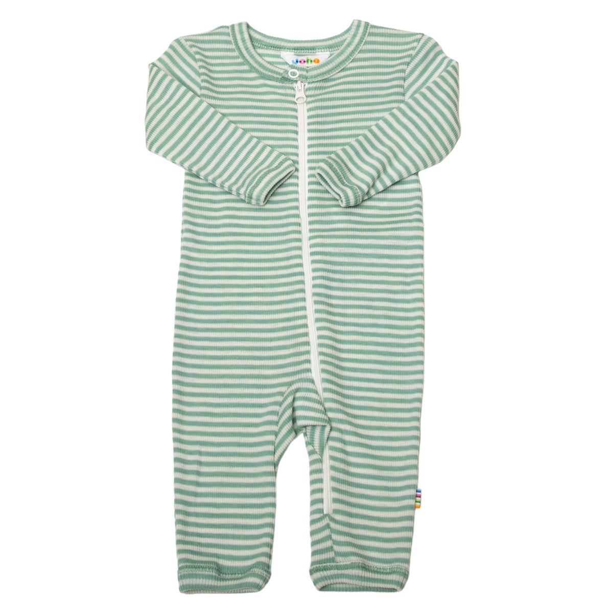 Jumpsuit Wolle Seide Joha 'mint gestreift'