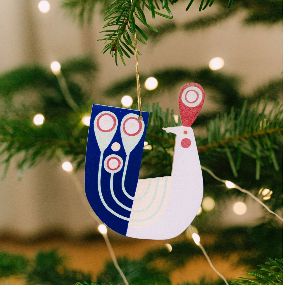 Pfau – Weihnachtsbaumdekoration, Holzornament