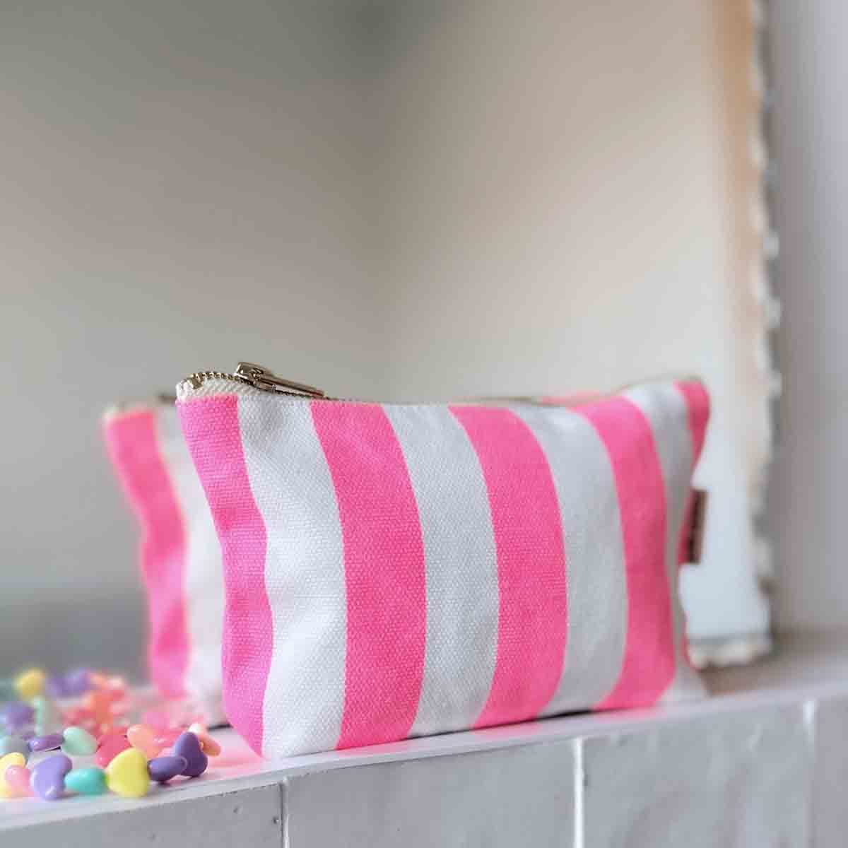Rose in April "SOFIA" TASCHE NEONPINK GESTREIFT