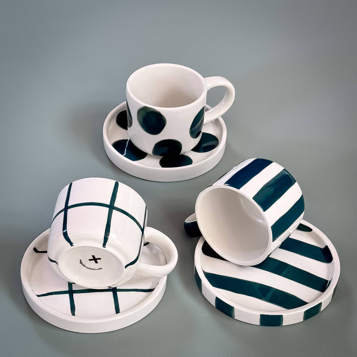 Magazin Minori Espresso Set Stripes - gentle green (2er Set - 4 Teile)