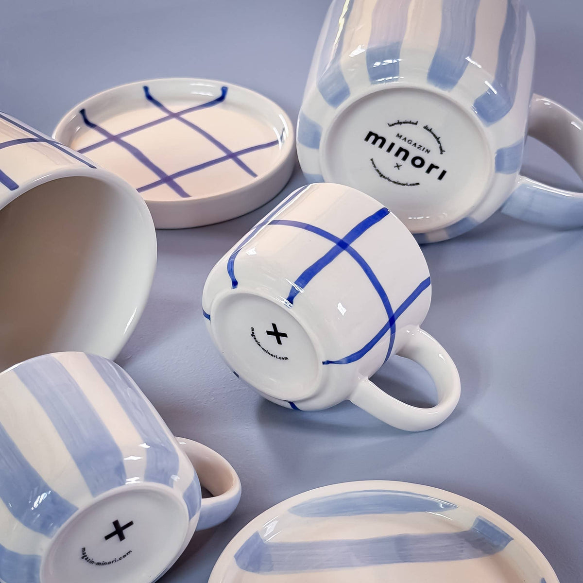 Magazin Minori Espresso Set Stripes - morning azzurro (2er Set - 4 Teile)