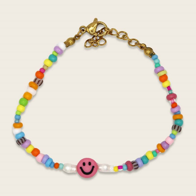 Ava&Yves Perlenarmband 'Smiley bunt'