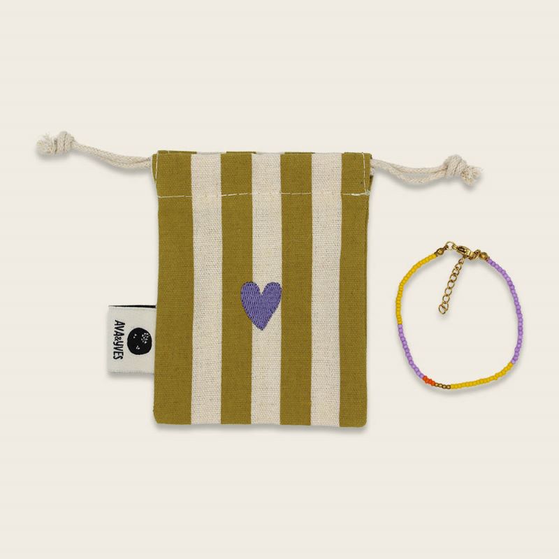 Ava&Yves Perlenarmband 'lila/gelb'