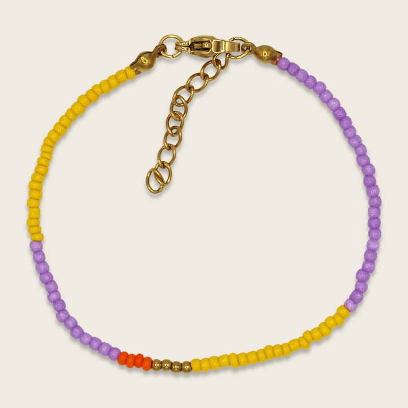 Ava&Yves Perlenarmband 'lila/gelb'
