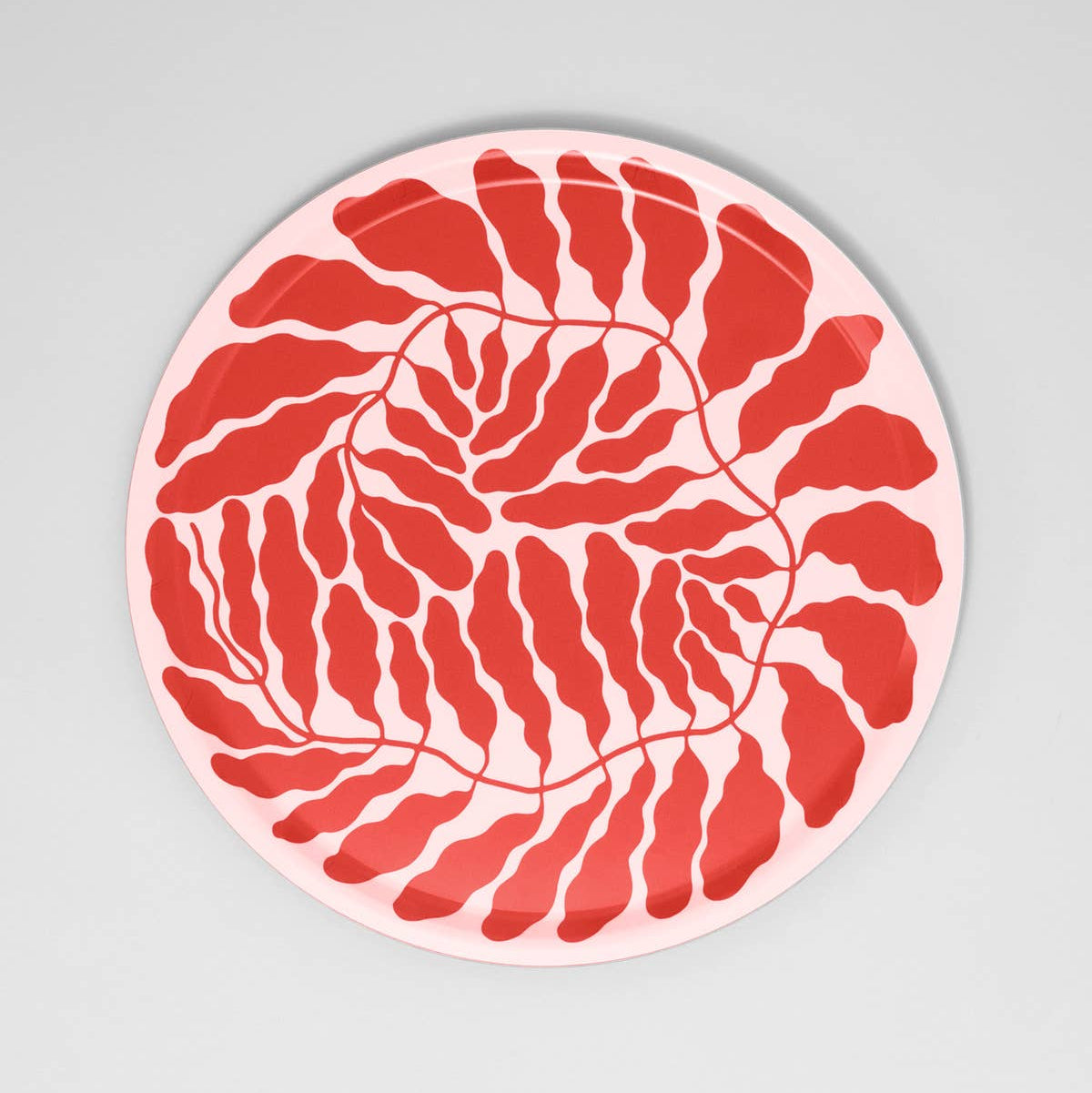 WRAP Großes rundes Tablett "leaves red"
