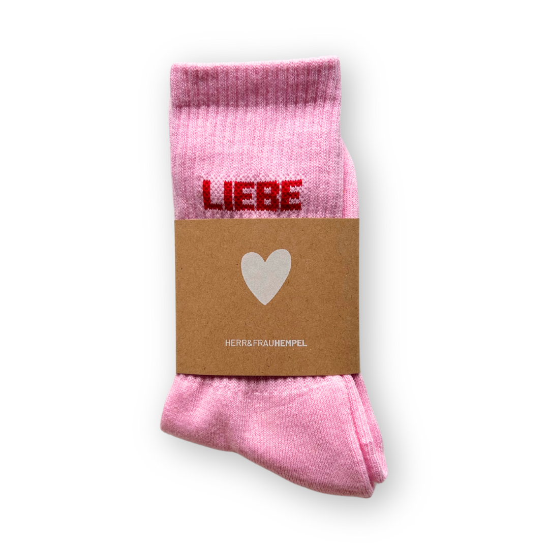 HerrundFrauHempel SOCKEN - LIEBE rosa - rot