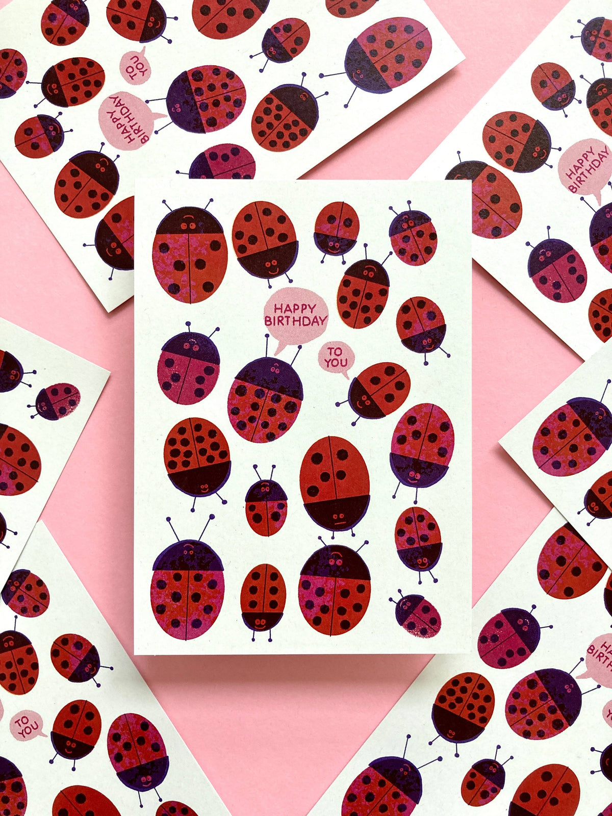 Postkarte zum Geburtstag Marienkäfer DIN A6