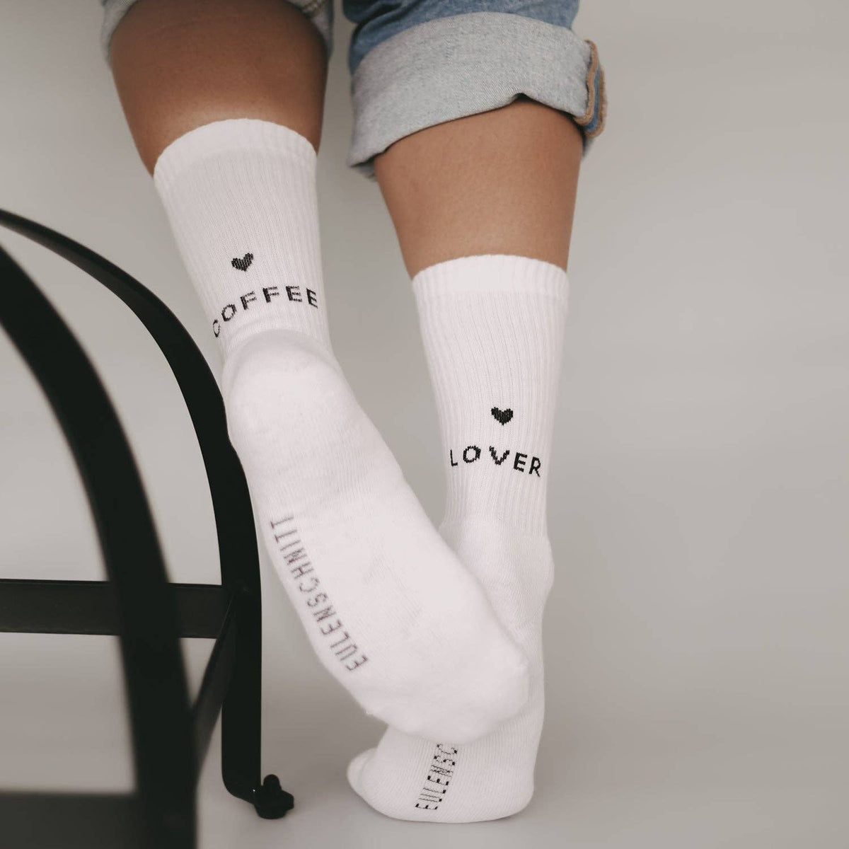 Eulenschnitt Socken weiß Coffee Lover