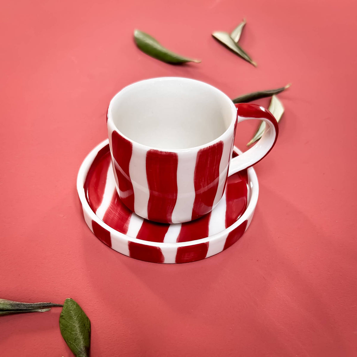 Magazin Minori Espresso Set Stripes - tramonto red (2er Set - 4 Teile)