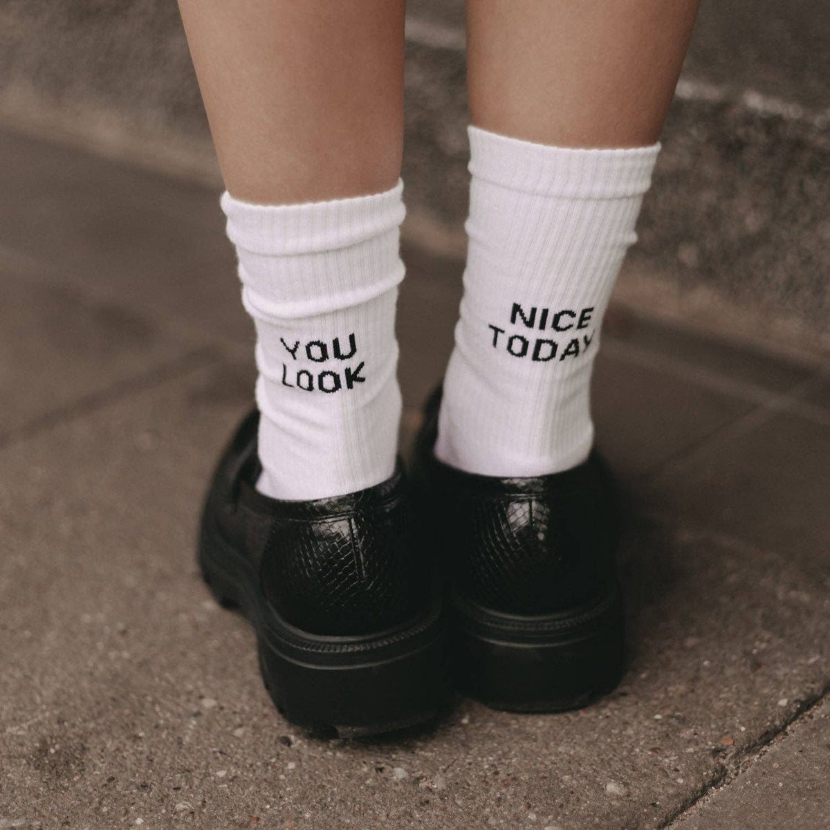 Socken weiß You look nice today Eulenschnitt