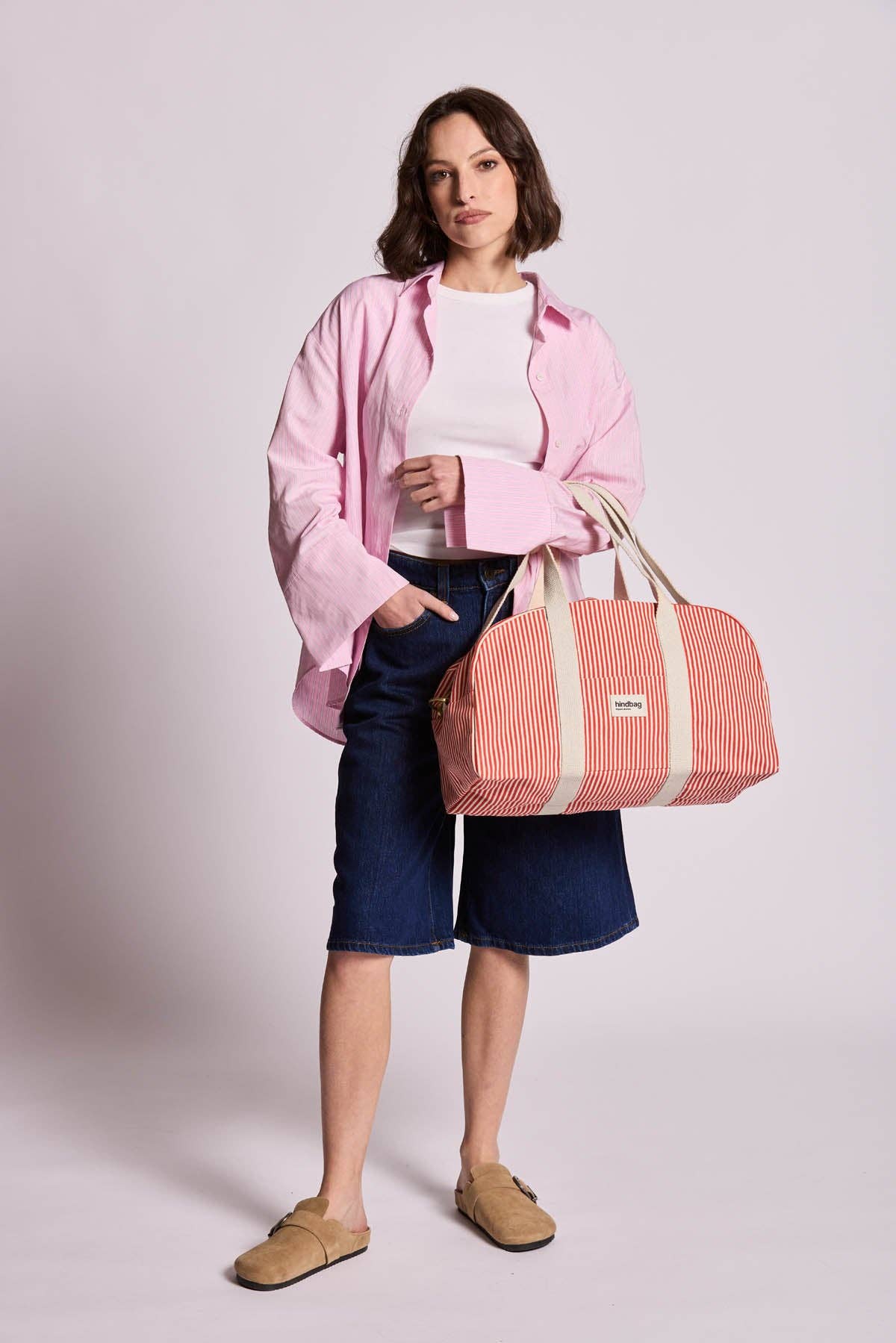 Hindbag Weekender Tasche "Charlie" rote Streifen