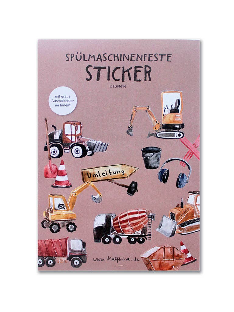 Halfbird spülmaschinenfeste Sticker "Baustelle"