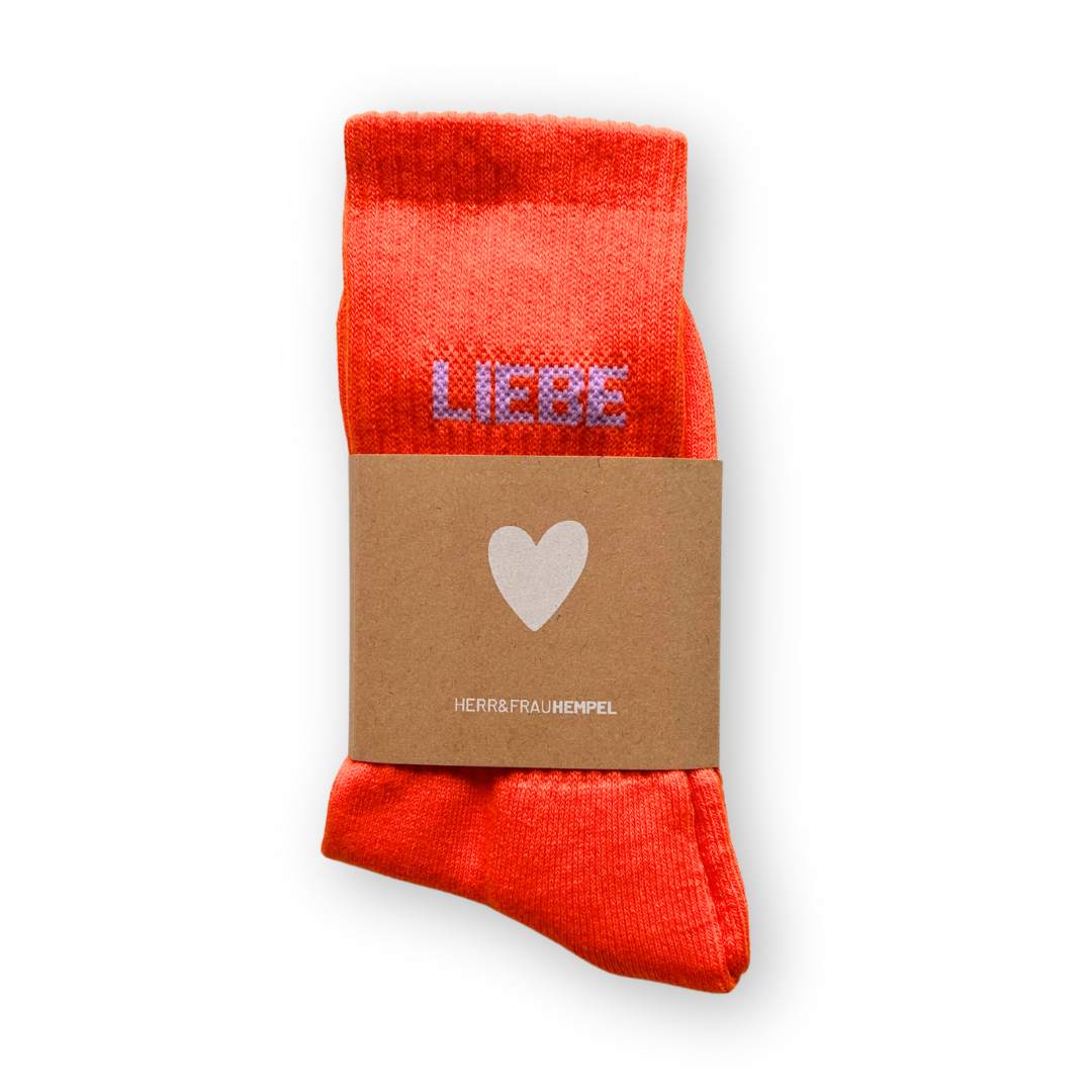 HerrundFrauHempel SOCKEN - LIEBE orange - flieder