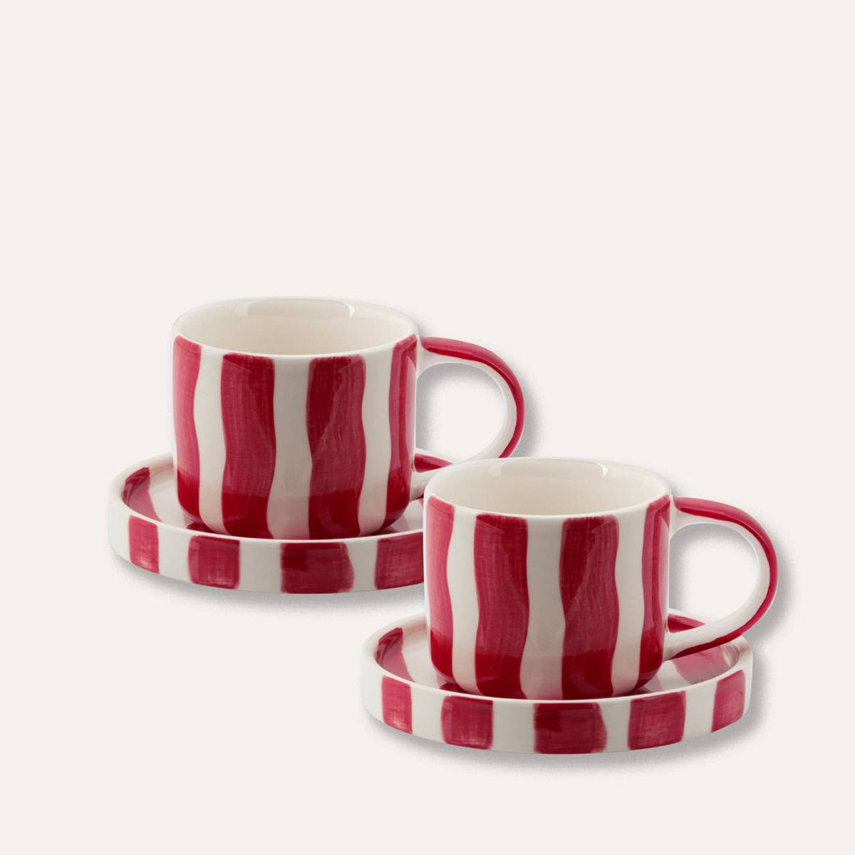 Magazin Minori Espresso Set Stripes - tramonto red (2er Set - 4 Teile)