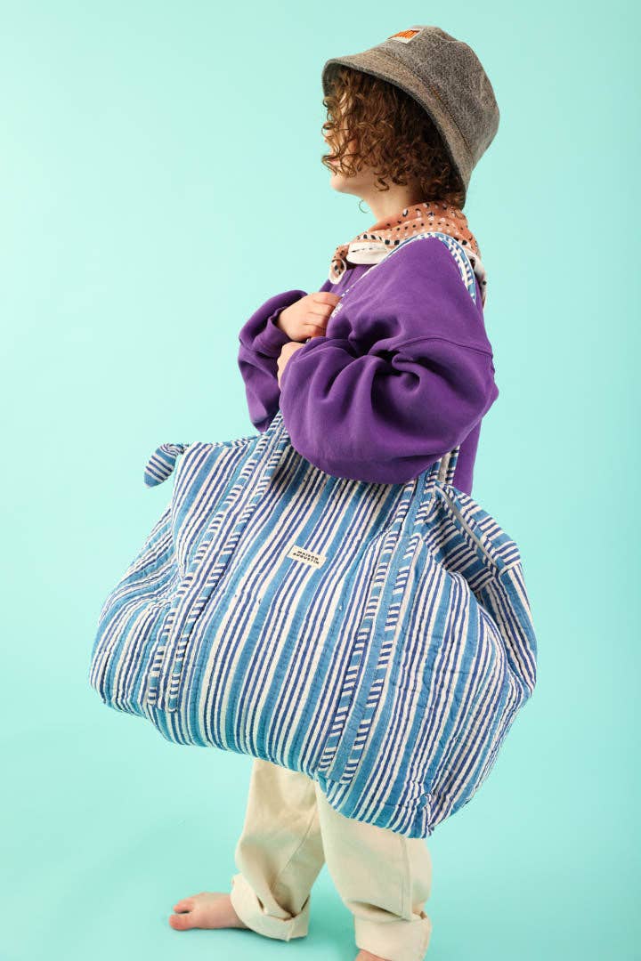 Maison Augustin Weekender Wickeltasche Blau Gestreift