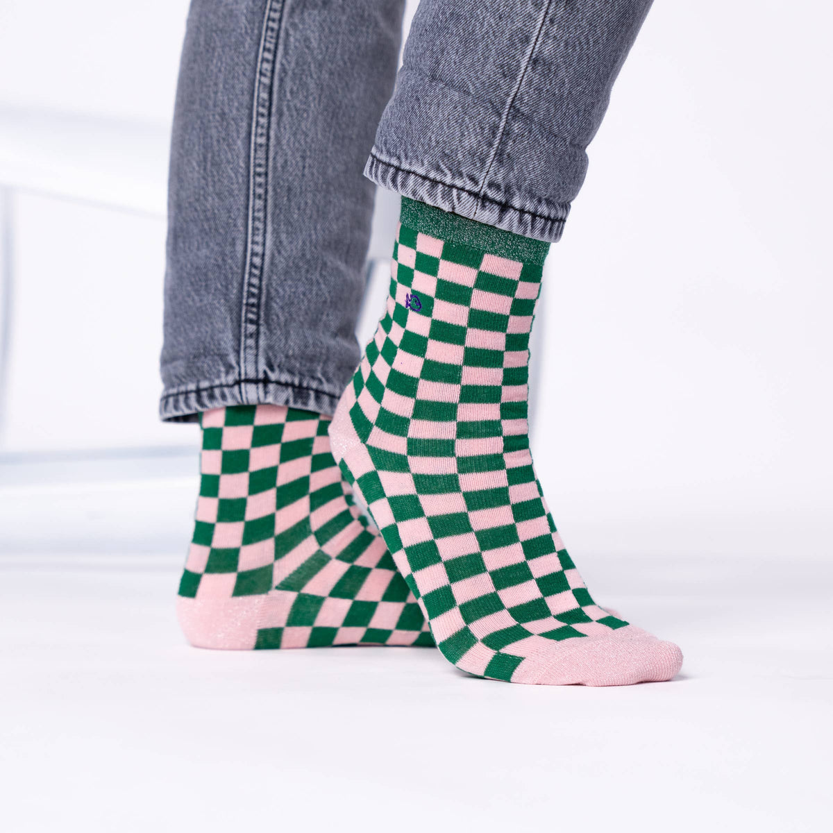Socken Karos Grün und Rosa von Billybelt ONESIZE