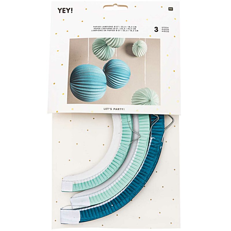 YEY! Let's Party Lampions 'aqua / 3 Stück'