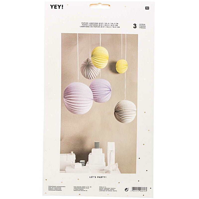 YEY! Let's Party Lampions 'pastell / 3 Stück'