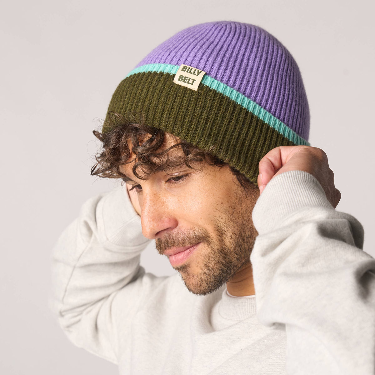 BILLYBELT - Wollmütze, Beanie - Violett, Khaki & Minzgrün