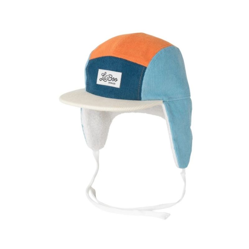 Lil' Boo CorduroyKappe mit Ohren 'Blau/Orange'