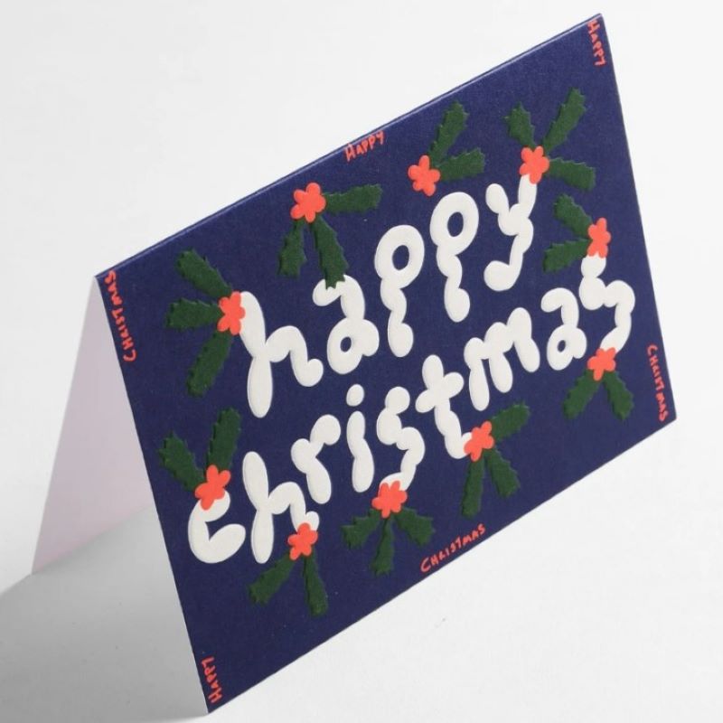 Wrap Klappkarte mit Prägung 'Happy Christmas'