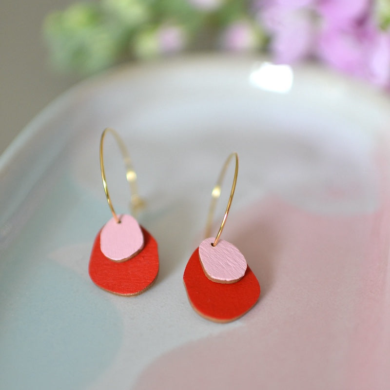 Rasmussons Kleine Creole Drops 'red / baby pink'
