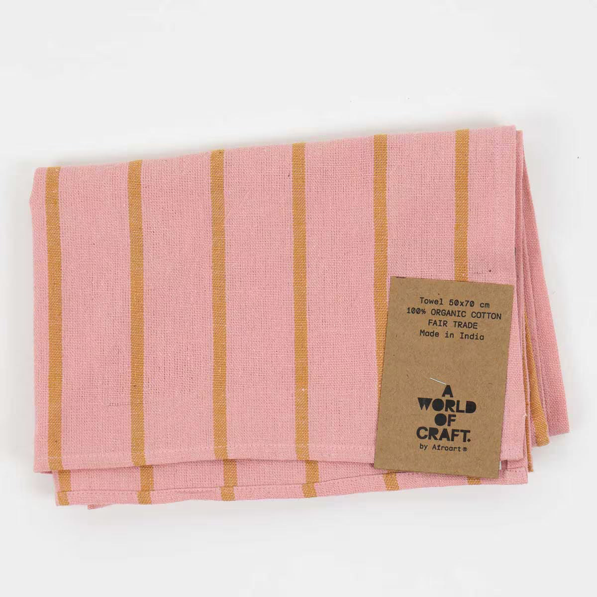 A World of Craft - Geschirrtuch rosa/senfgelb aus Bio-Baumwolle