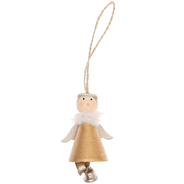 Holzhänger Engel mit Glöckchen 'gold'