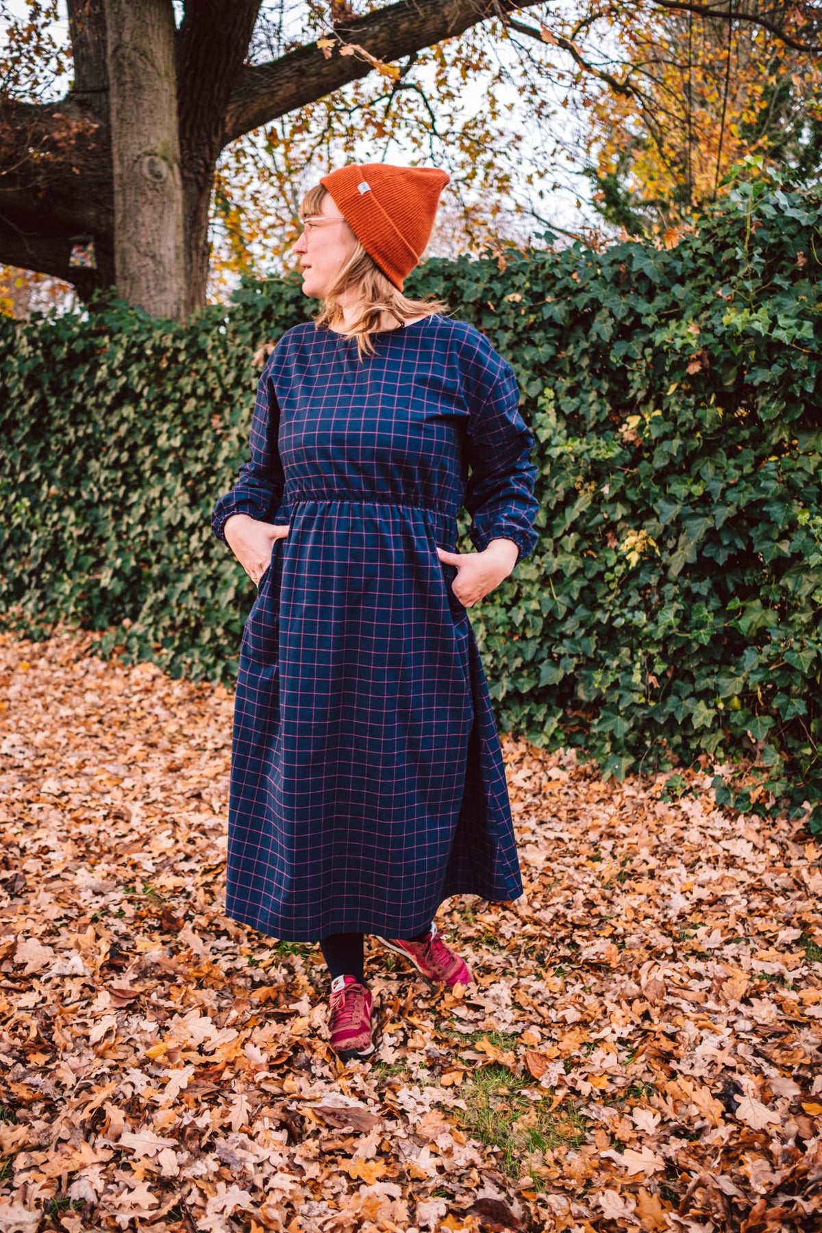 Studio du. MidiKleid langarm 'Grid' verschiedene Farben